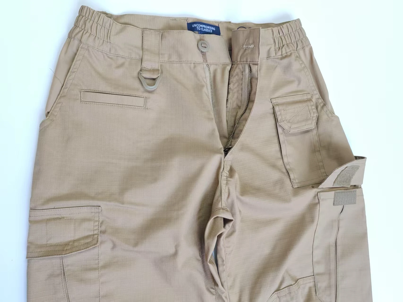 Pantalones tácticos elásticos ripstop caqui para senderismo y trabajo - imagen 5