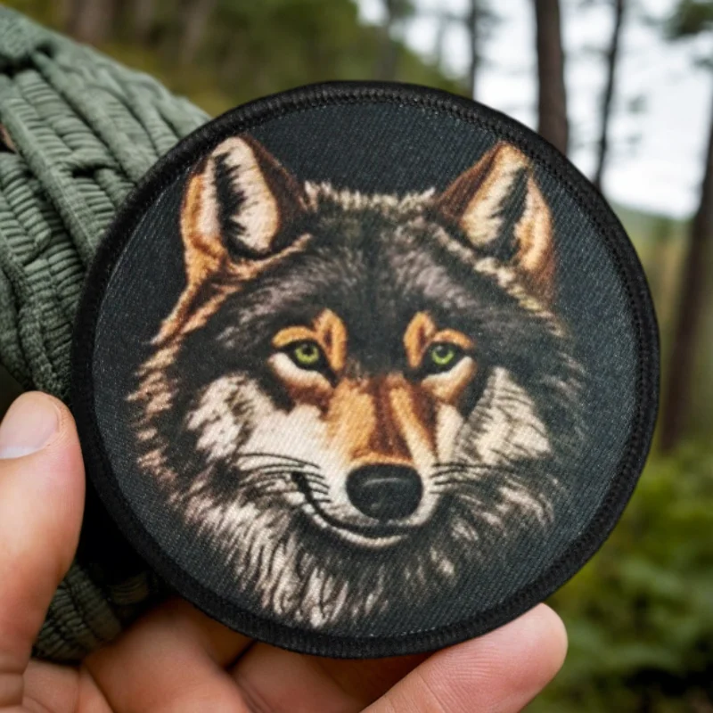 Parche táctico velcro cabeza de lobo – Brazalete combate MOLLE