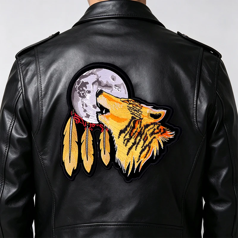 Parche termoadhesivo lobo clásico para chaleco y mochila biker - imagen 2