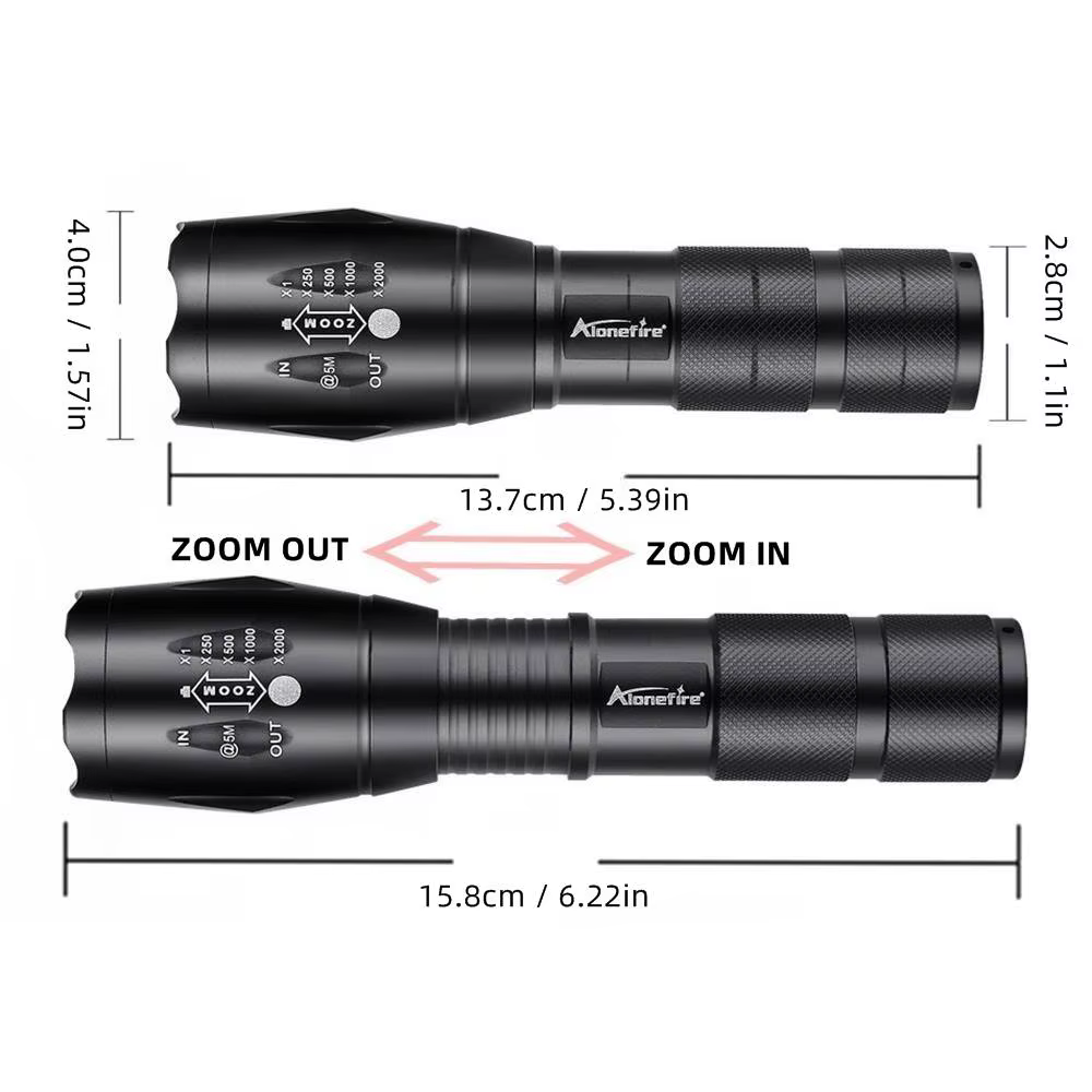 Linterna LED naranja con zoom telescópico para exteriores - imagen 3