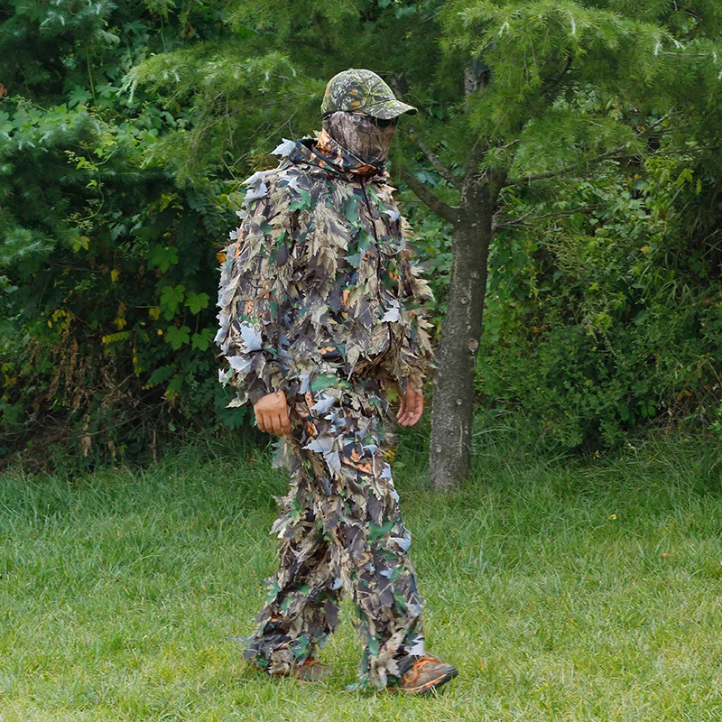 Traje Ghillie Táctico 3D con Camuflaje de Hojas, Conjunto Transpirable para Airsoft, Chaqueta y Pantalones de Combate para Caza y Tiro al Aire Libre