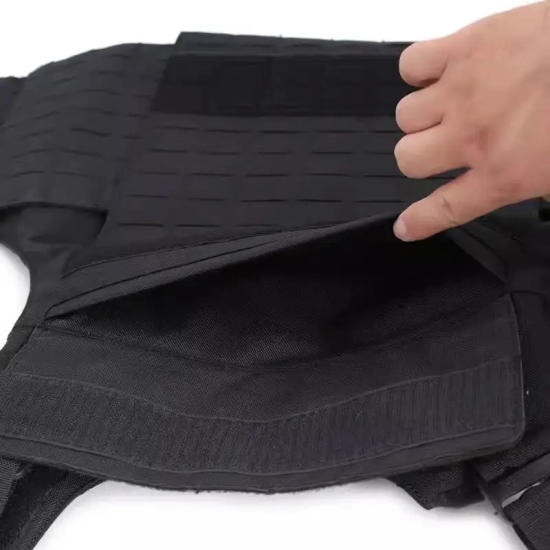 Chaleco táctico negro de liberación rápida MOLLE antipuñaladas