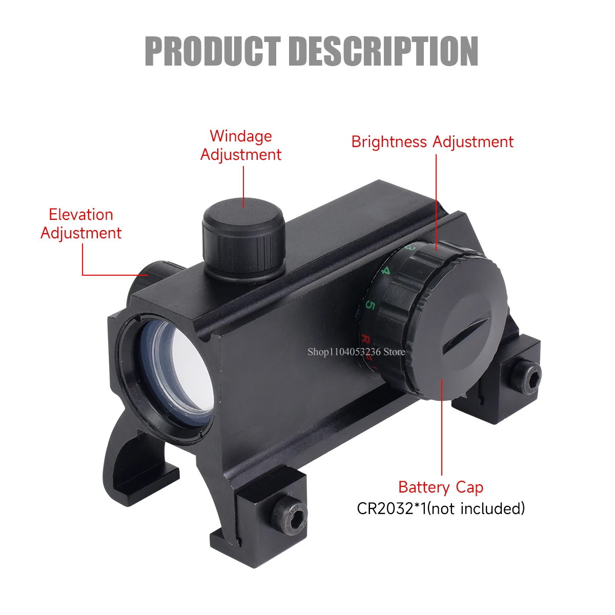 Mira reflex táctica óptica para Picatinny con brillo ajustable - imagen 4