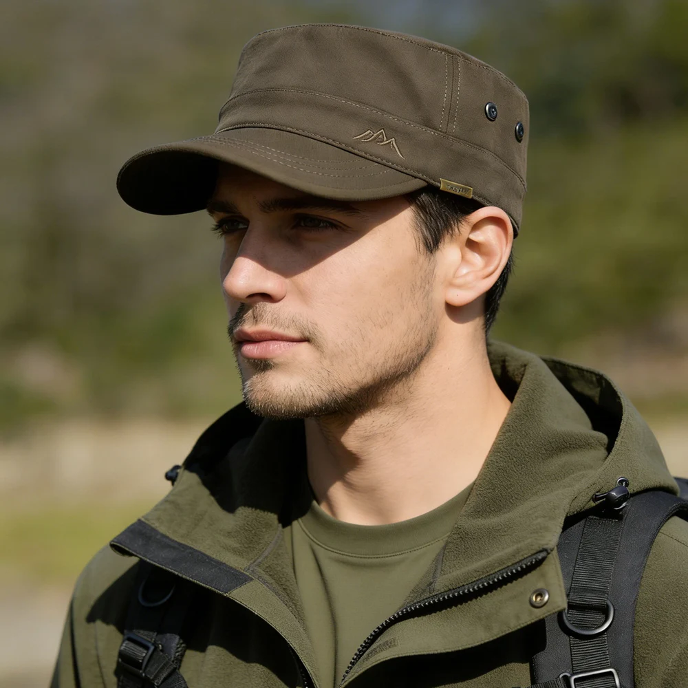 Gorra militar Four Seasons vintage plana para hombre y mujer