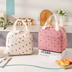Bolsa Bento térmica impermeable de pana estampada aislada portátil