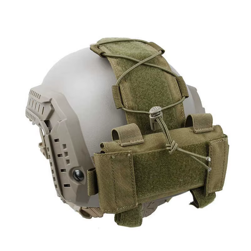Bolsa táctica para batería con gancho para casco, vista frontal