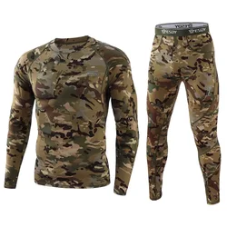 Ropa interior térmica camuflaje hombre – Conjunto de lana compressiva