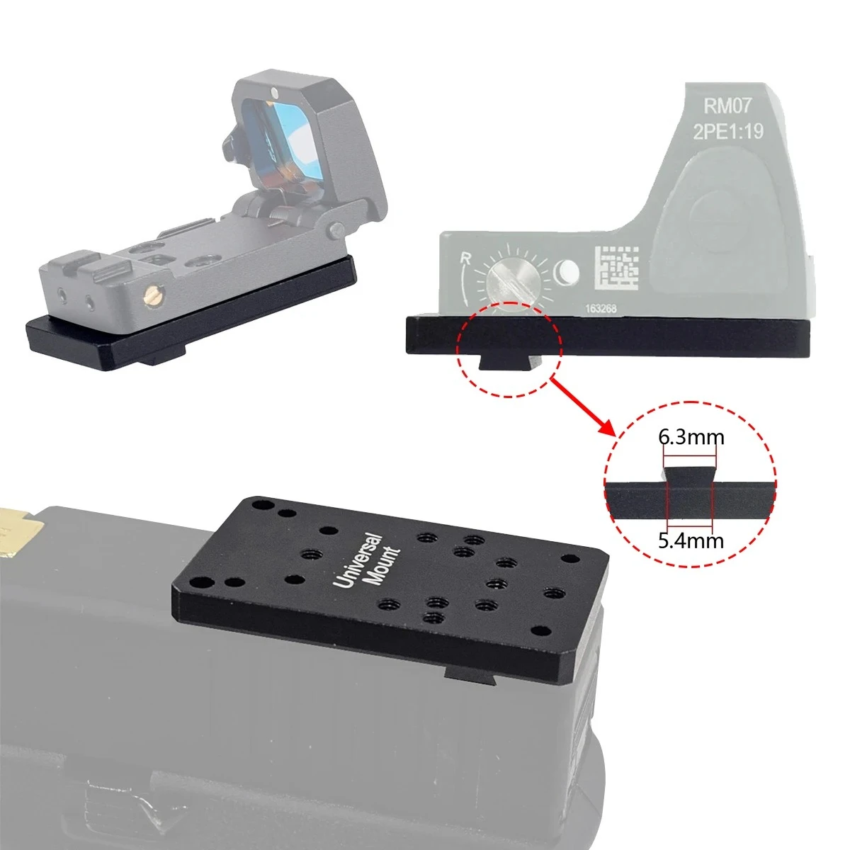 Adaptador Red Dot Táctico Glock 17/19 – Placa Base Mira Trasera - imagen 2