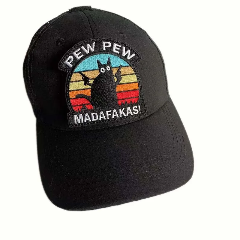 Parche bordado táctico de gato divertido para mochila y gorra - imagen 3