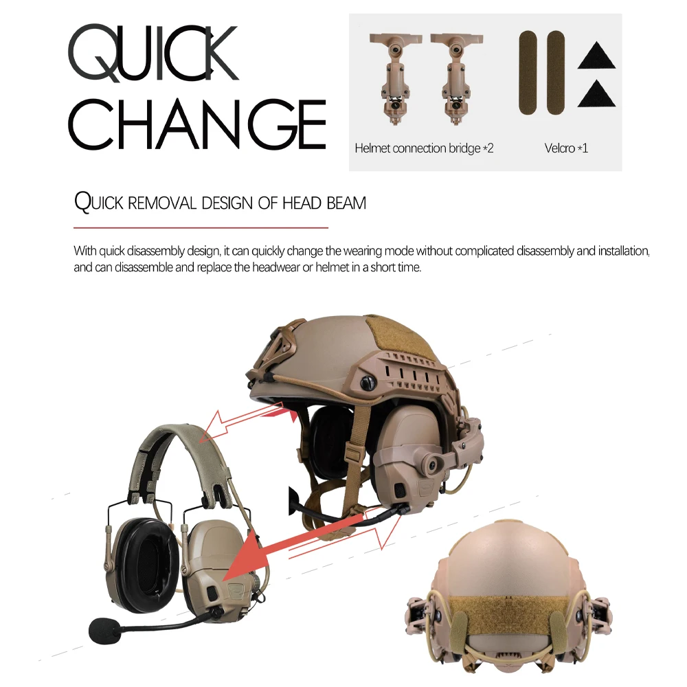 KRYDEX FMA FCS Auriculares tácticos con PTT y reducción de ruido - imagen 2