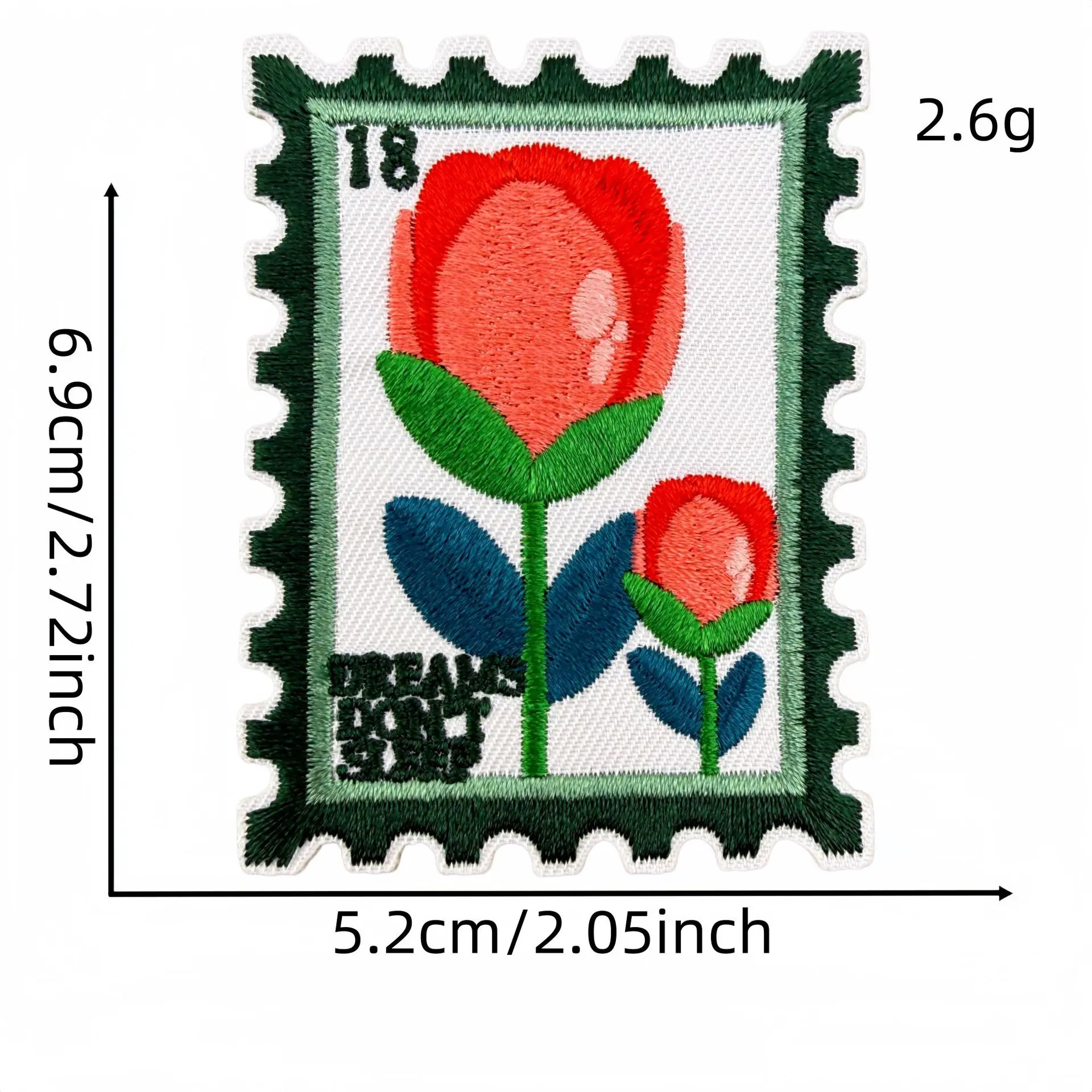 Parche termoadhesivo bordado flores vintage rectangular para coser - imagen 2