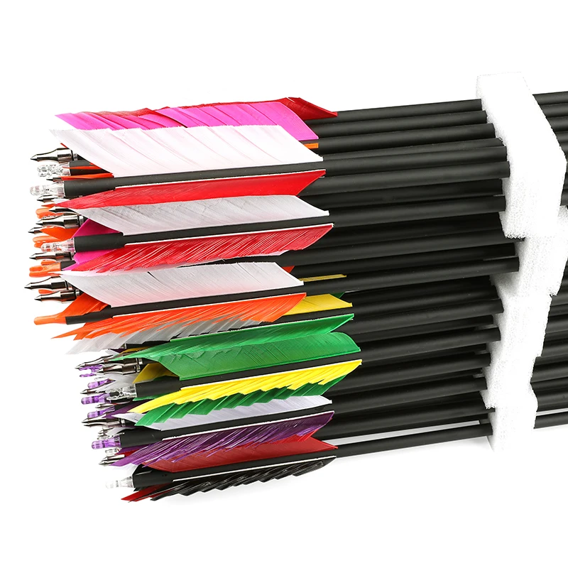 Flechas de carbono 31,5 pulgadas spine 500 pluma pavo arco recurvo - imagen 5