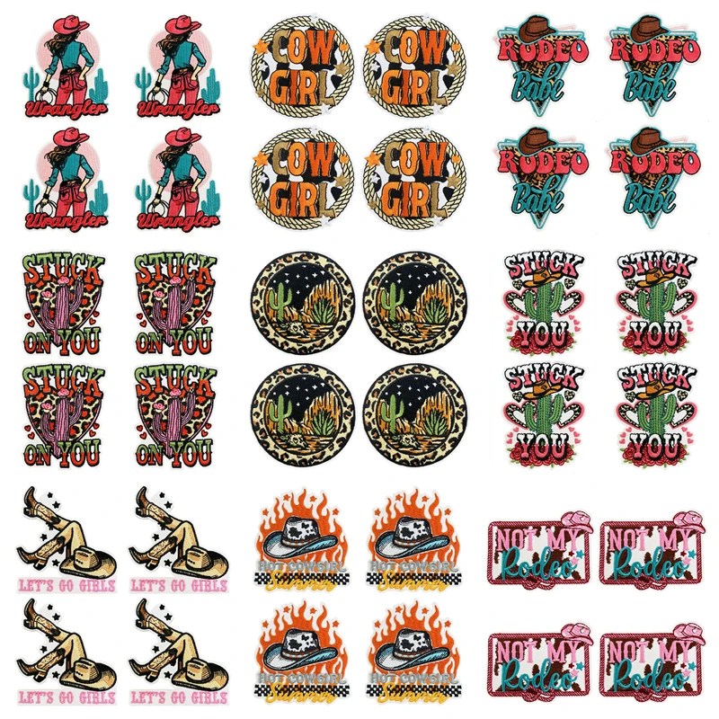 Parches western termoaplicables con motivos de cactus del desierto