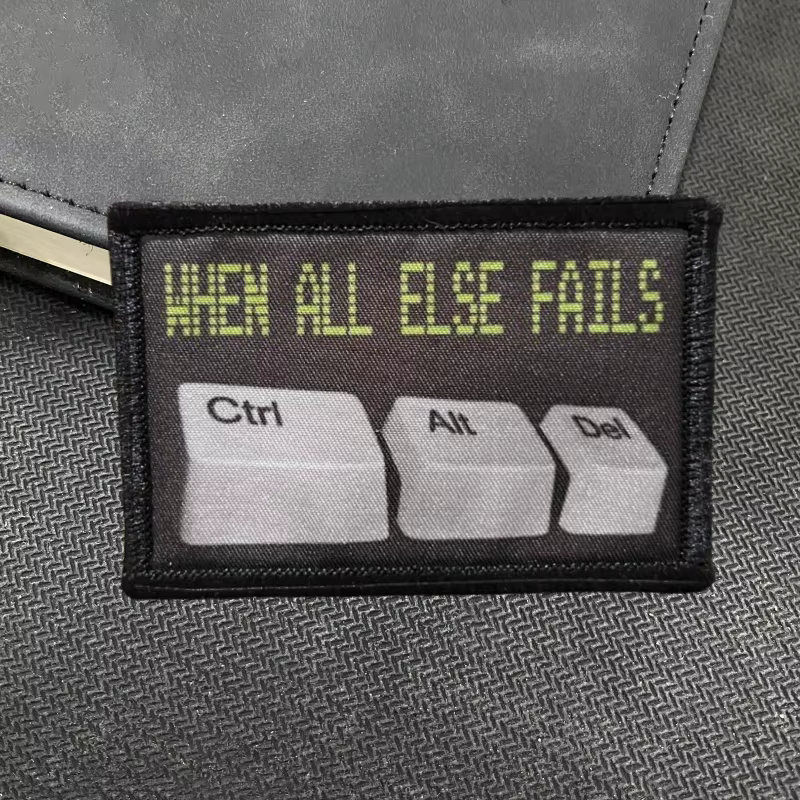 Parche táctico moral Ctrl+Alt+Del – Bordado con velcro para mochilas - imagen 2