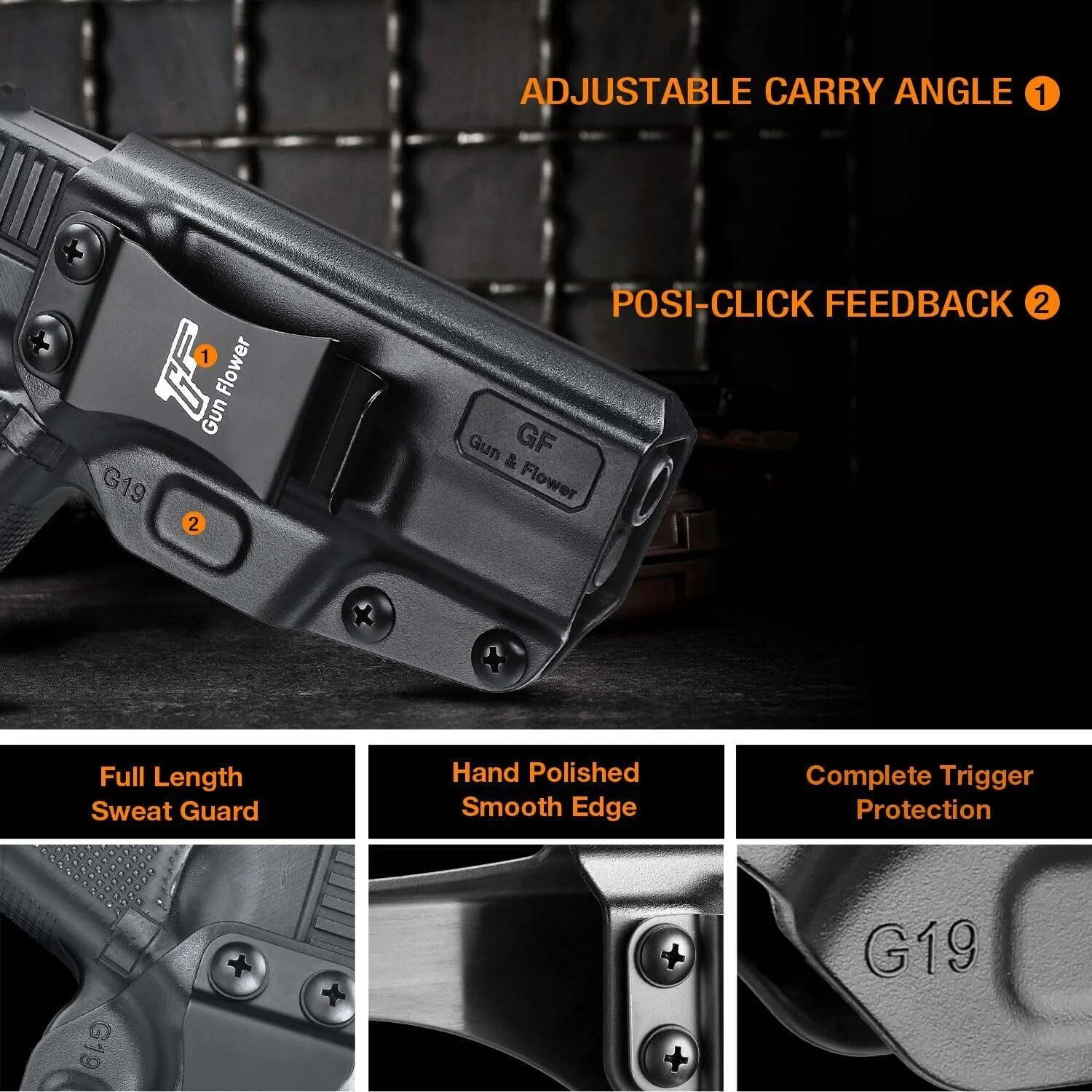 Funda IWB de polímero para Glock, con clip metálico, diestra - imagen 4