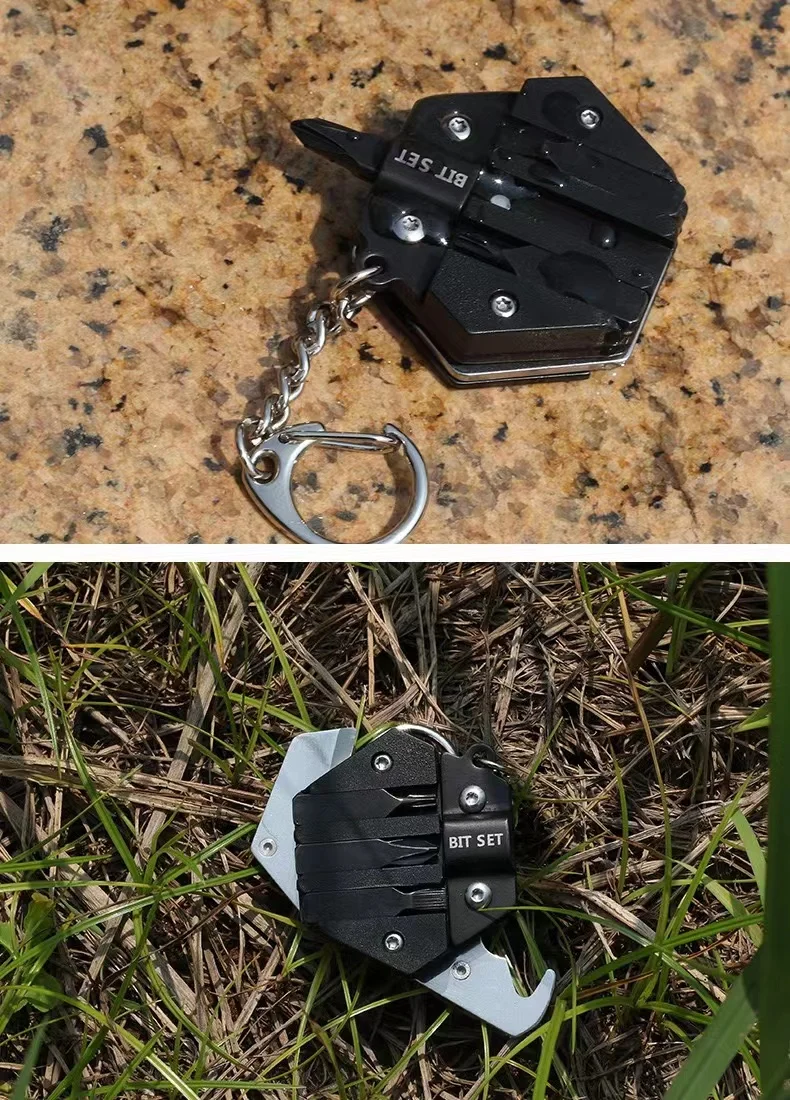 Herramienta EDC hexagonal plegable con forma de moneda