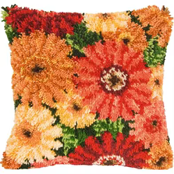 Kit de ganchillo floral con botones Smyrna para almohadas y bordado