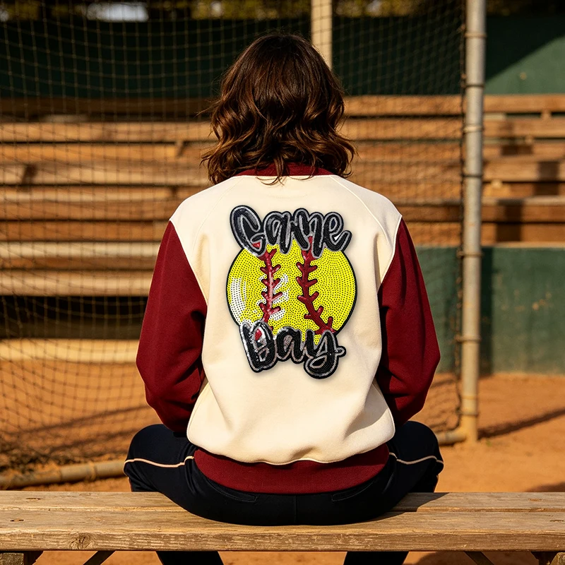 Parche termoadhesivo lentejuelas mamá béisbol para chaquetas - imagen 2