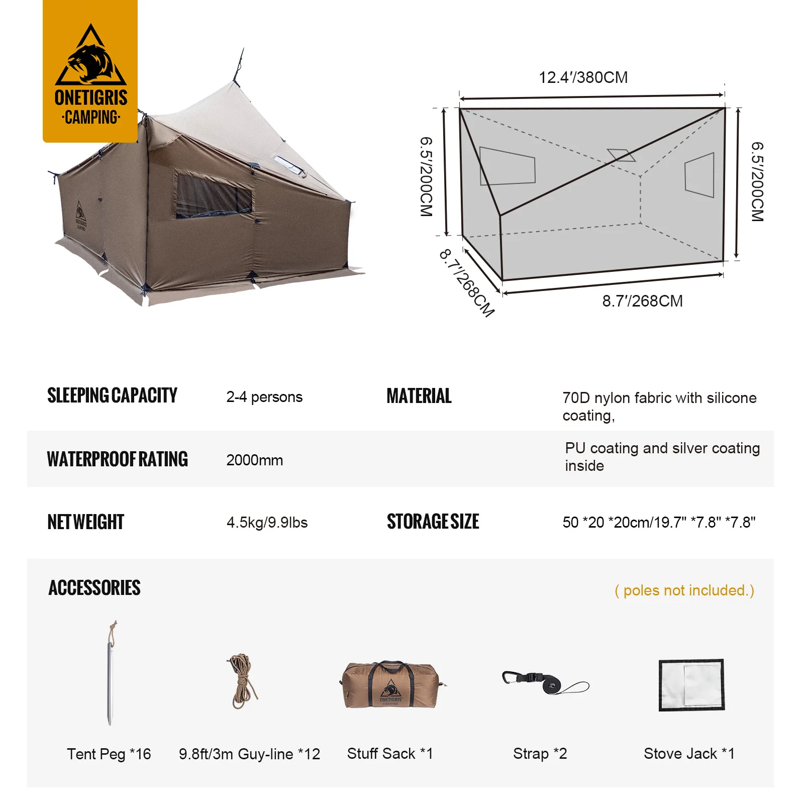 OneTigris Hamaca impermeable ligera para camping y bushcraft - imagen 3