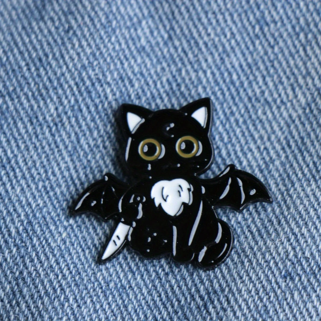 Pin gatito negro Halloween – broche para niños y amigos - imagen 3