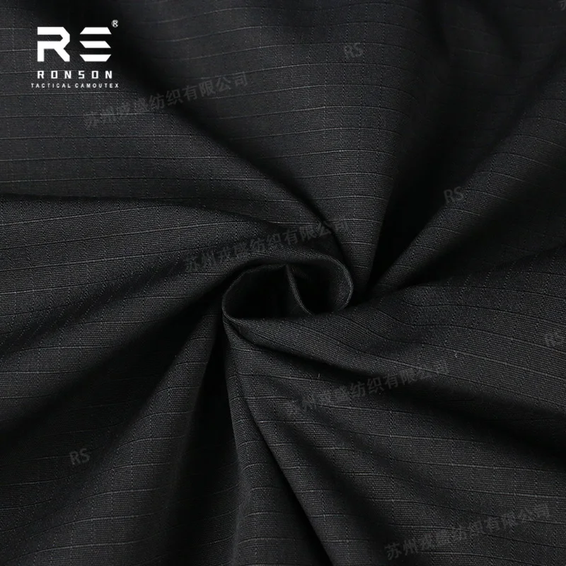Tela táctica impermeable negra algodón-poliéster ecológica - imagen 2