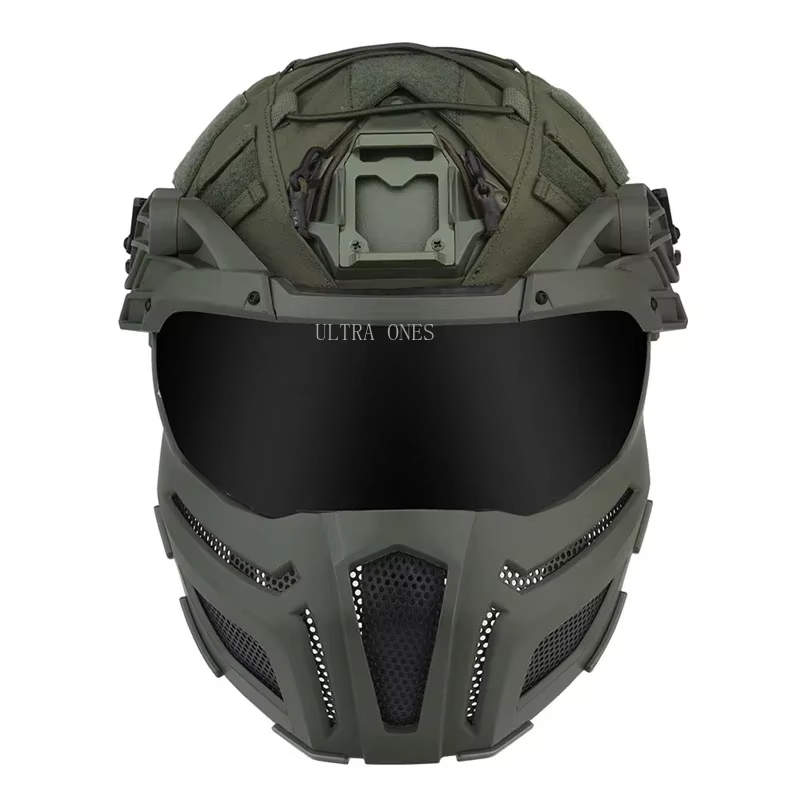 Casco táctico de cobertura total con máscara facial de malla de acero - imagen 3