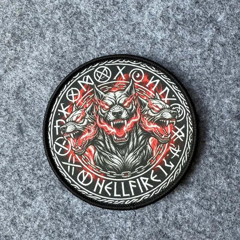 Hellfire Cerberus parche táctico velcro lobo triple mitología nórdica - imagen 3