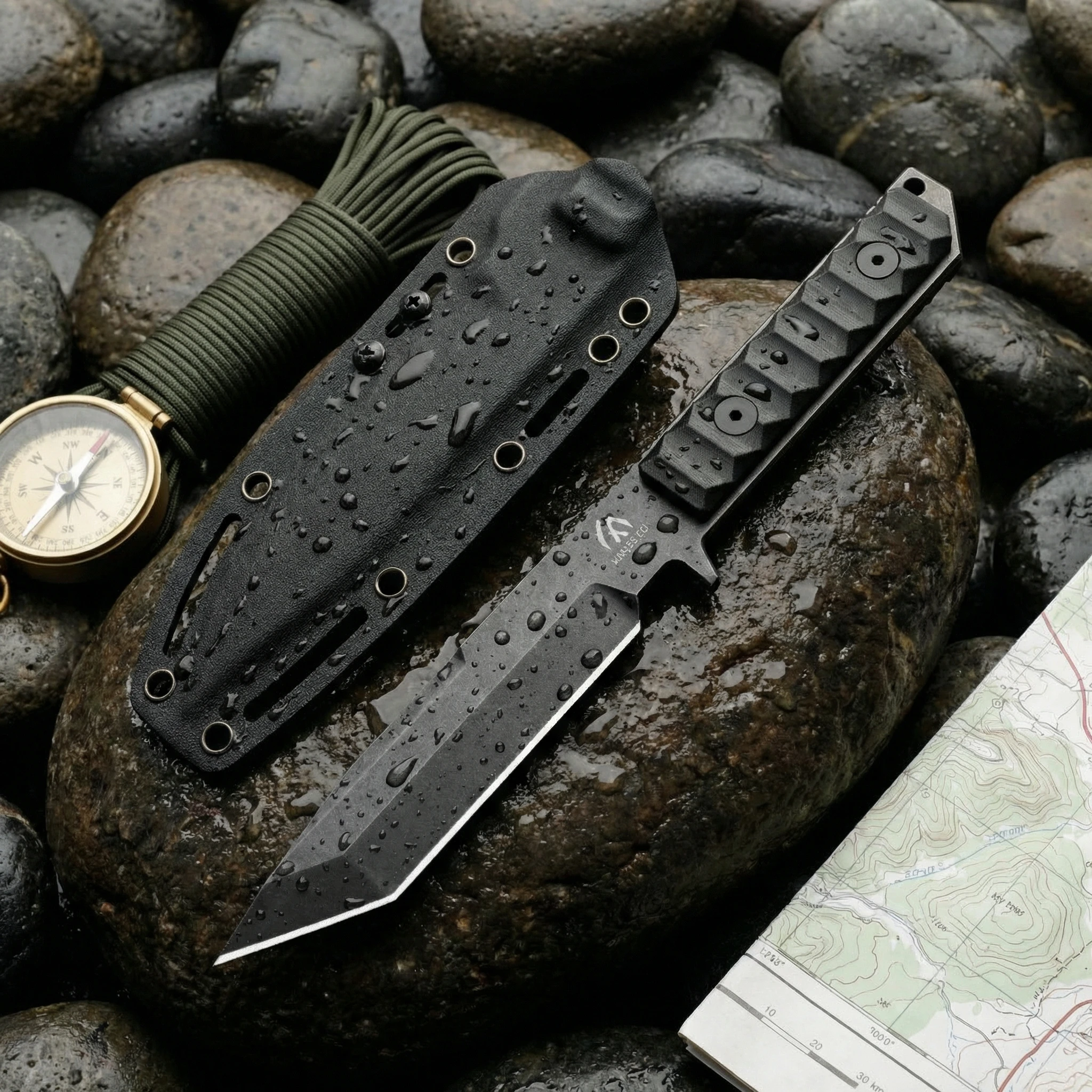 Cuchillo fijo acero exterior para supervivencia y camping - imagen 4