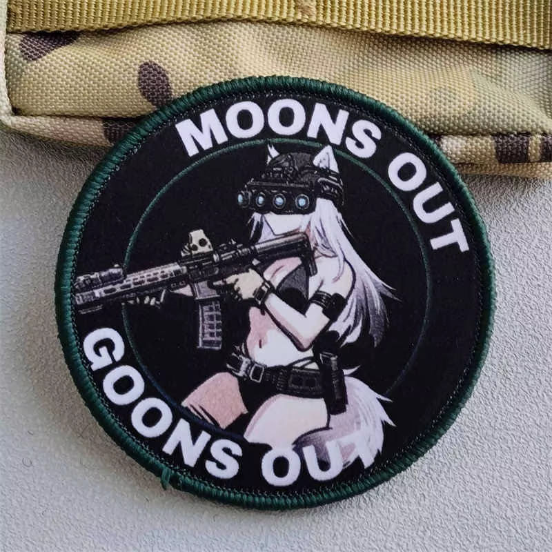 Parches tácticos gancho y bucle estampado Moons Out Goons para ropa - imagen 3