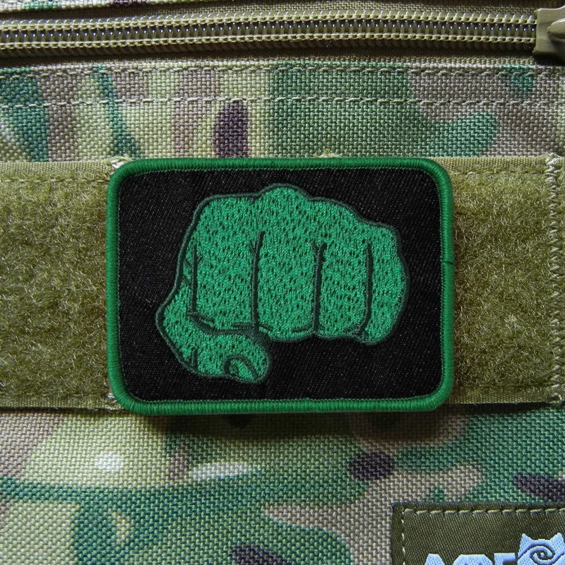 Parche táctico bordado puño verde con velcro gancho y bucle - imagen 3