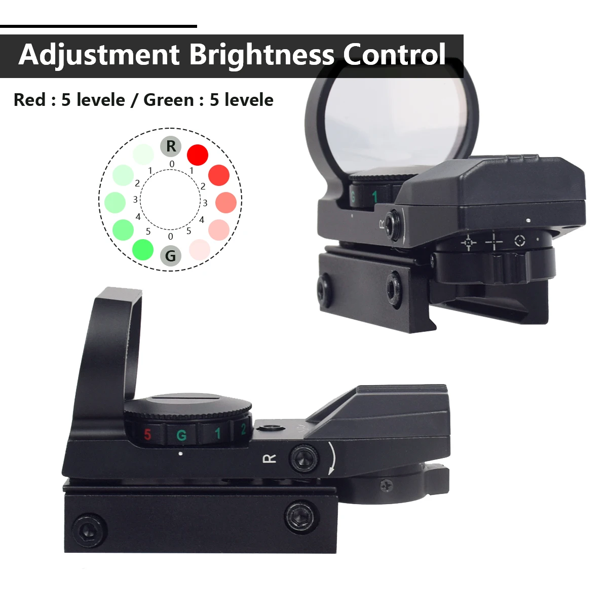 Mira táctica holográfica punto rojo y verde 20mm rail MOLLE - imagen 5