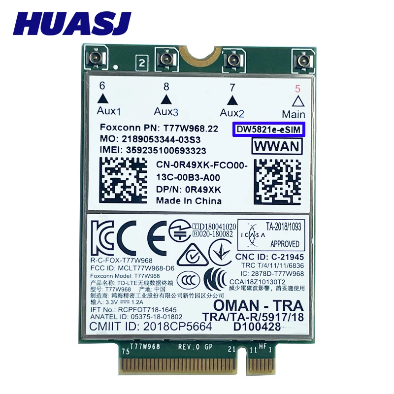 Tarjeta WWAN LTE Cat16 T77W968 dw5821e-esim 4G USB para Latitude - imagen 5