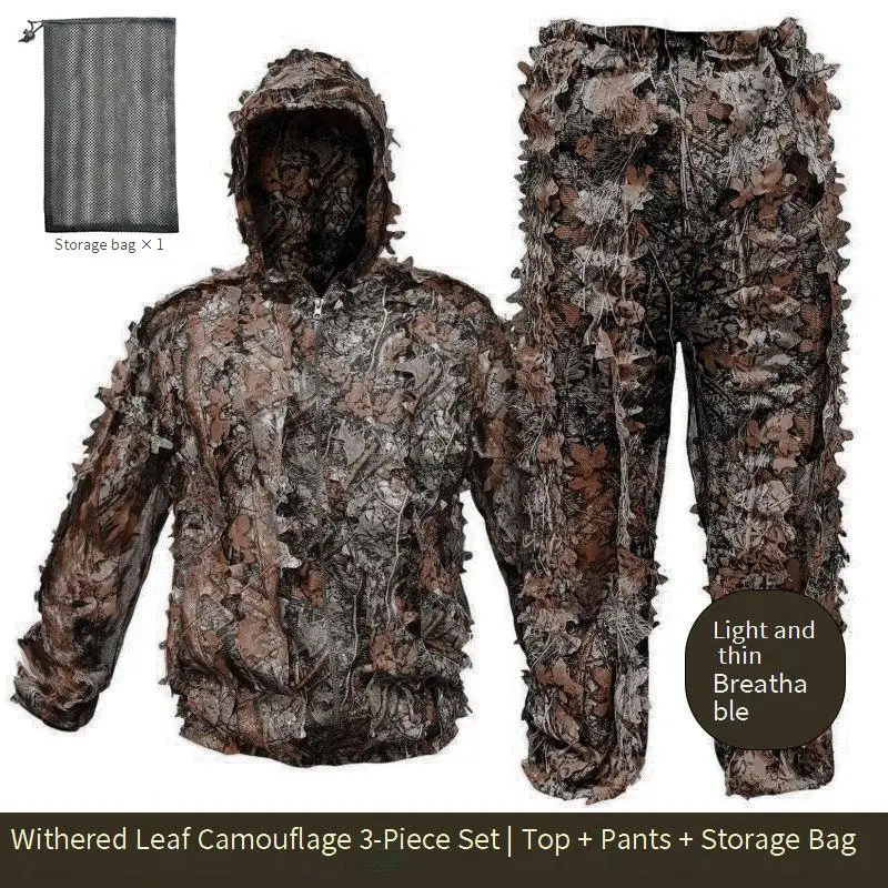 Traje de caza biomimético camuflaje tridimensional hojas verdes
