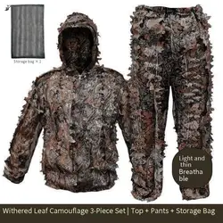 Traje de caza biomimético camuflaje tridimensional hojas verdes