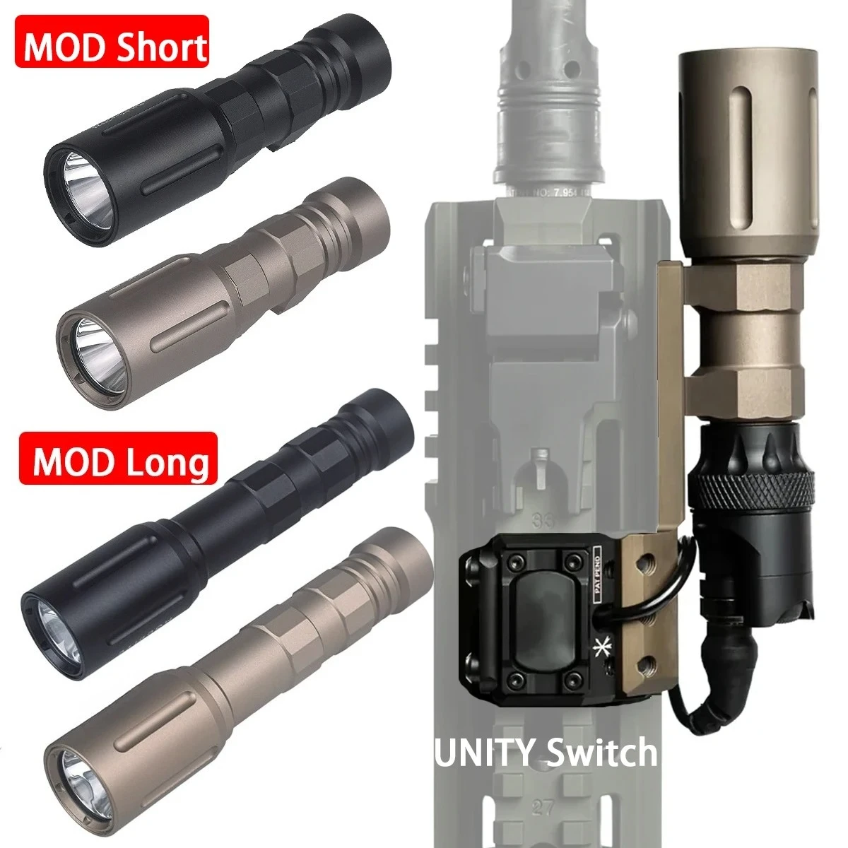 Linterna táctica MOD Unity con interruptor remoto de presión Airsoft - imagen 5