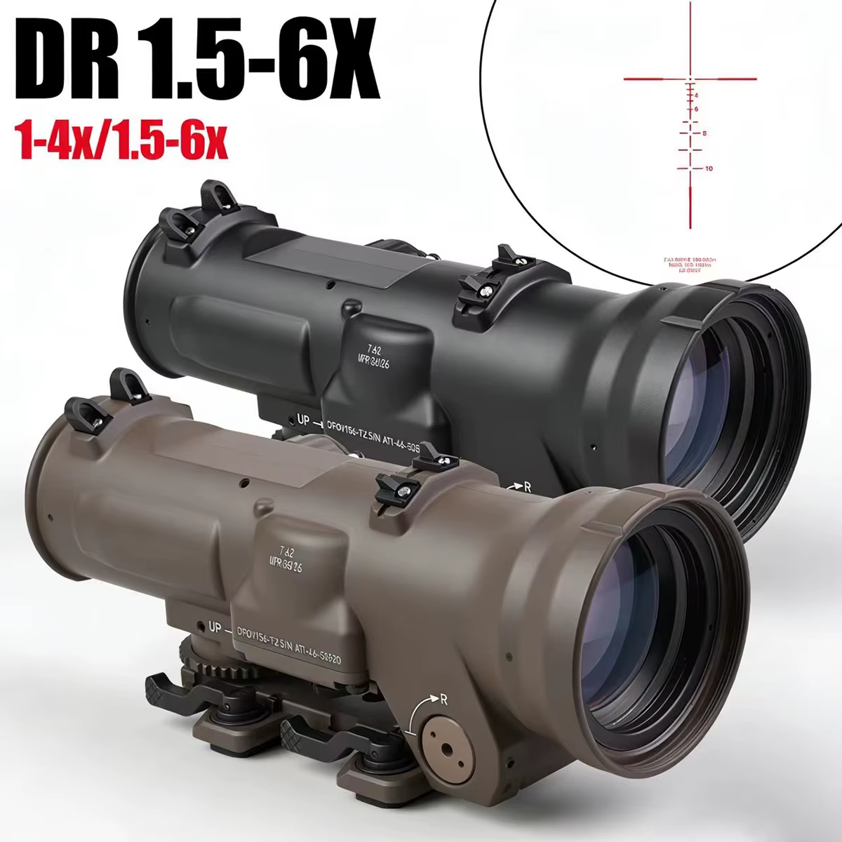 DR Visor telescópico táctico retícula BDC iluminada montura QD