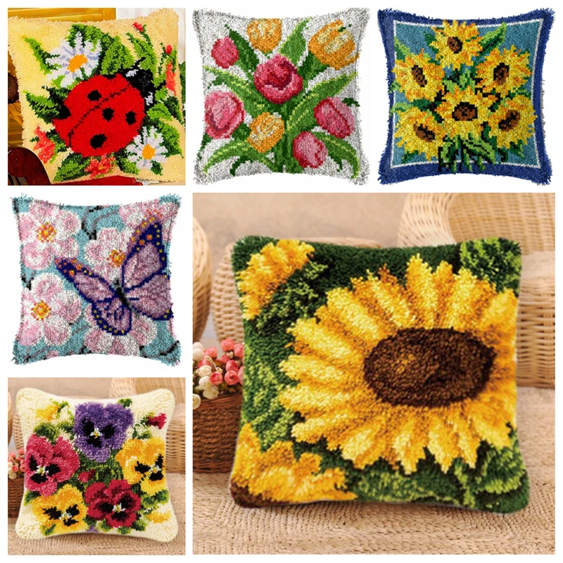 Kit alfombra de gancho Sunflower – bordado sin terminar, bricolaje - imagen 3