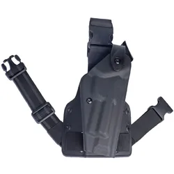 Funda táctica piel negra para pistola de aire, pierna y muslo