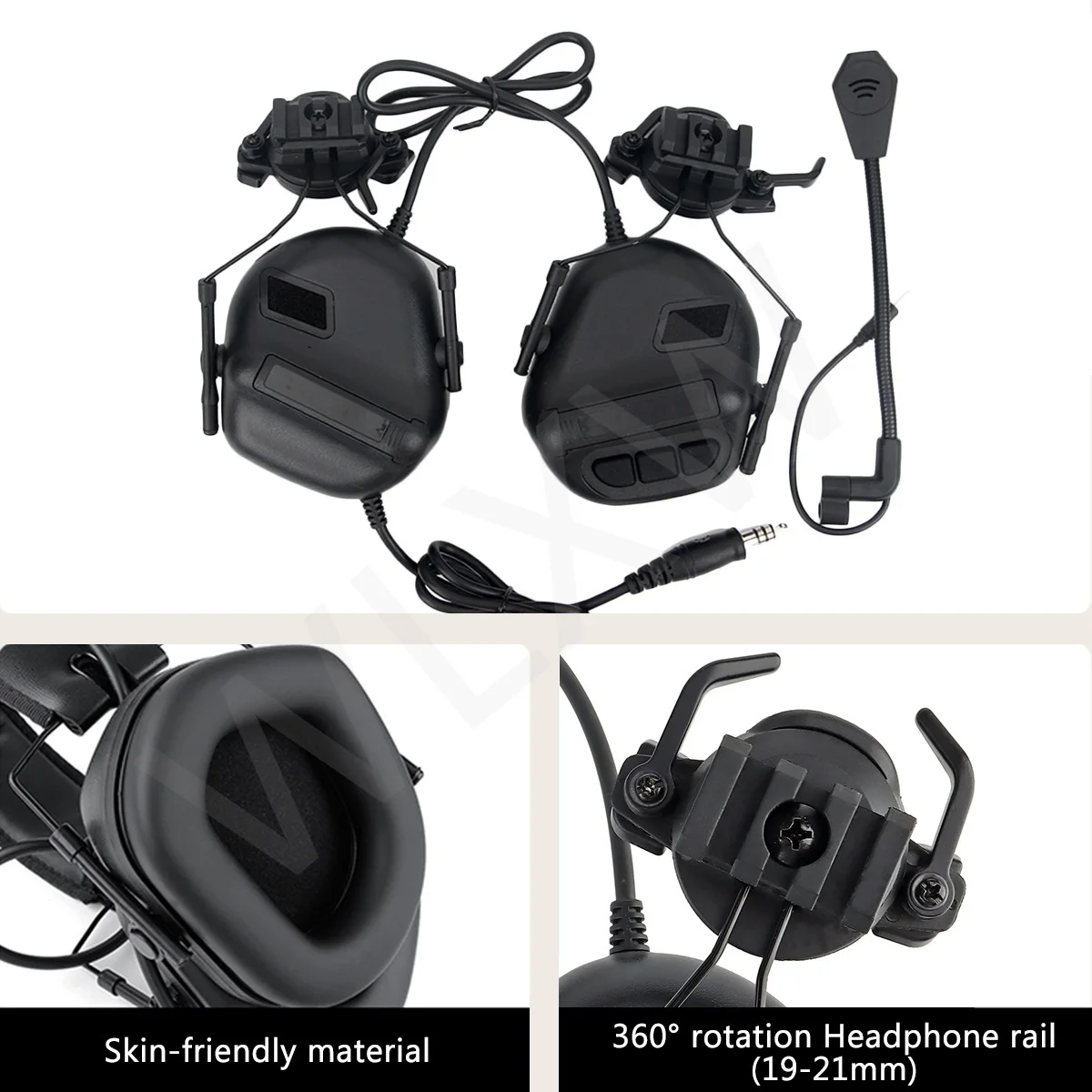 Auriculares tácticos Airsoft con radio y PTT para casco FAST
