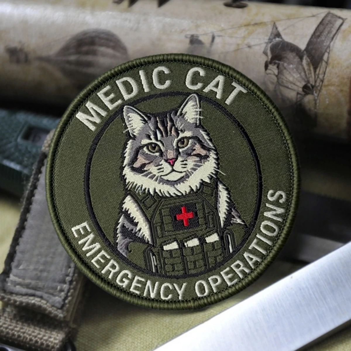 Parche táctico MEDIC CAT bordado moral con velcro para ropa militar - imagen 5