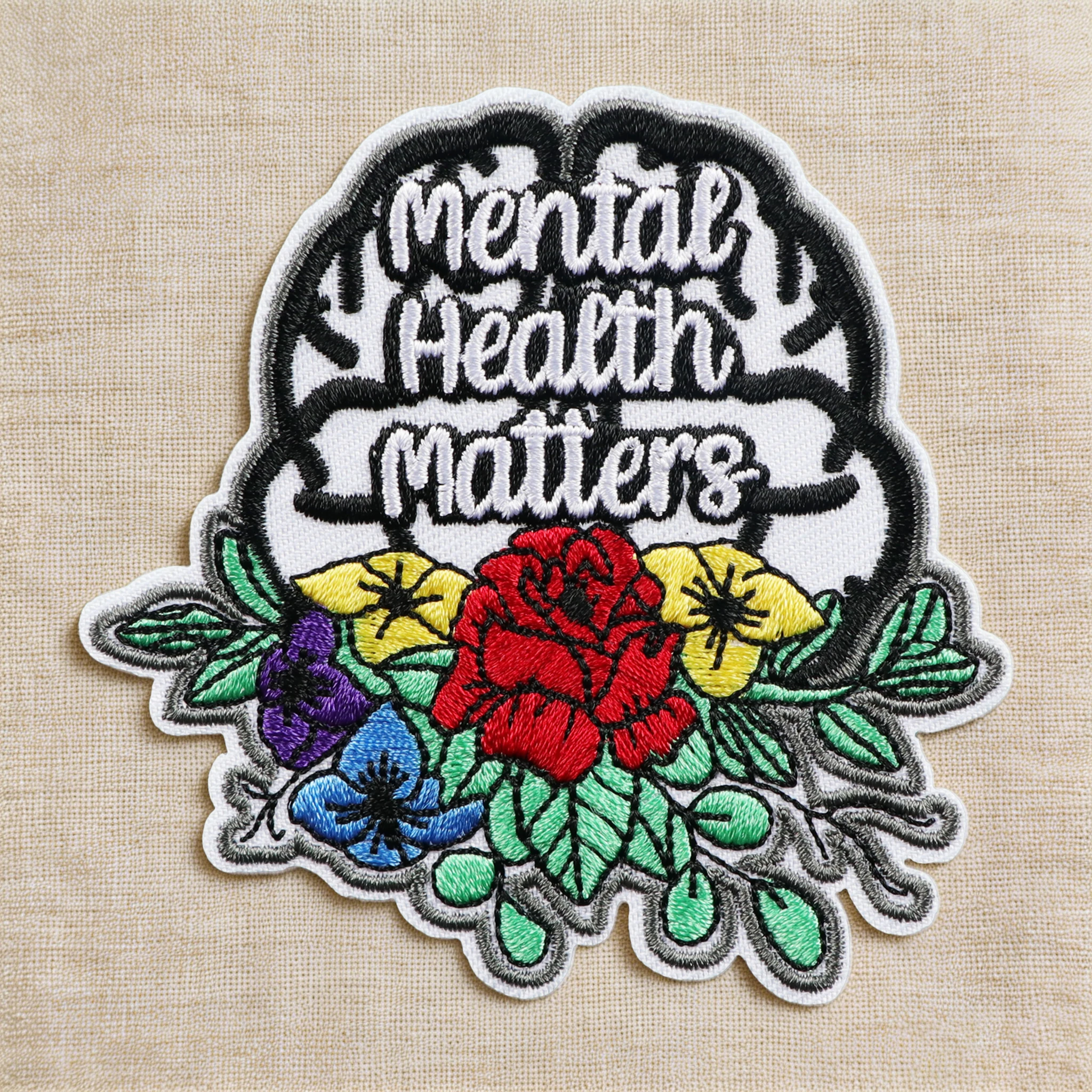Parche bordado termoadhesivo Salud mental importa para gorra y bolso - imagen 4