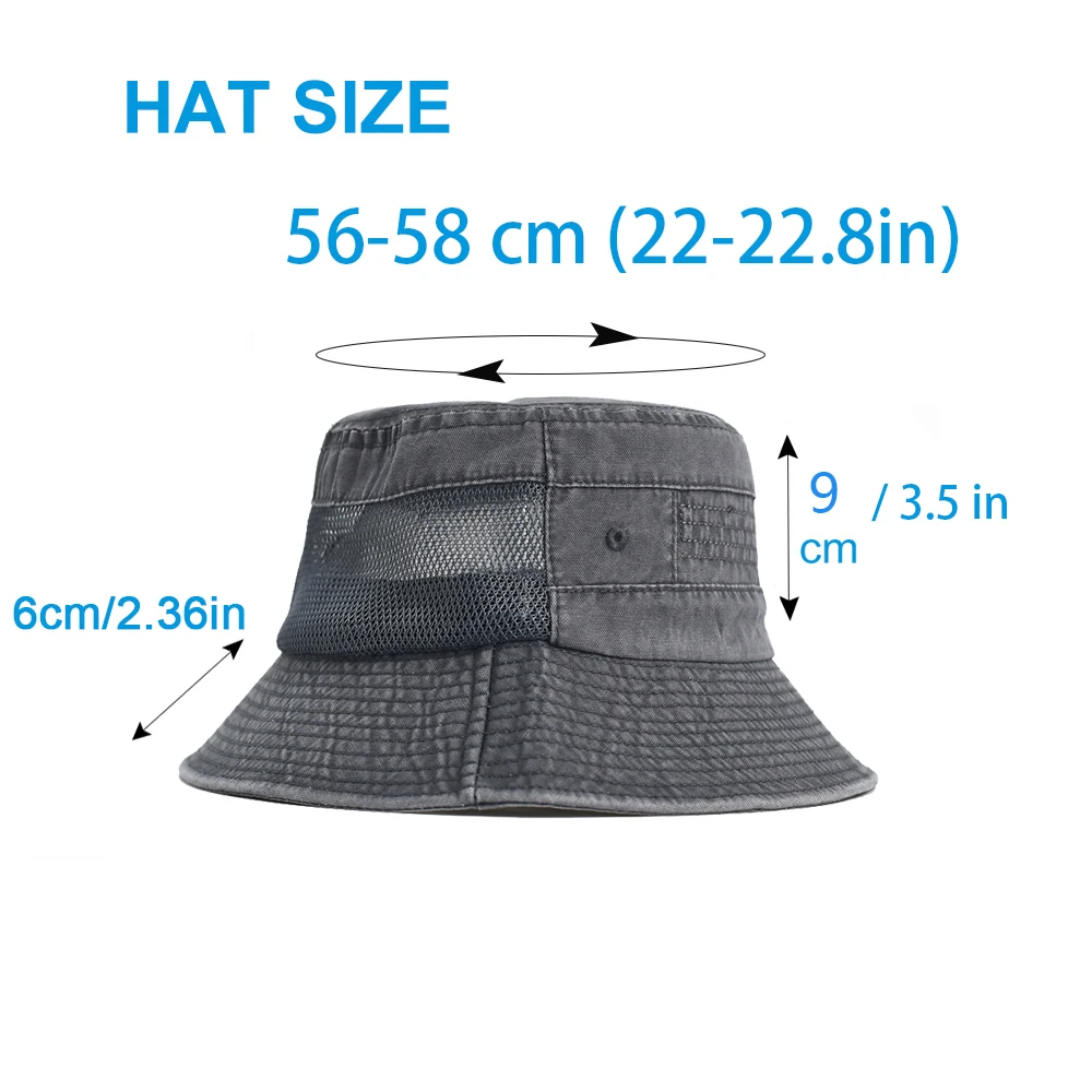 Sombrero pescador transpirable malla algodón lavado para aire libre