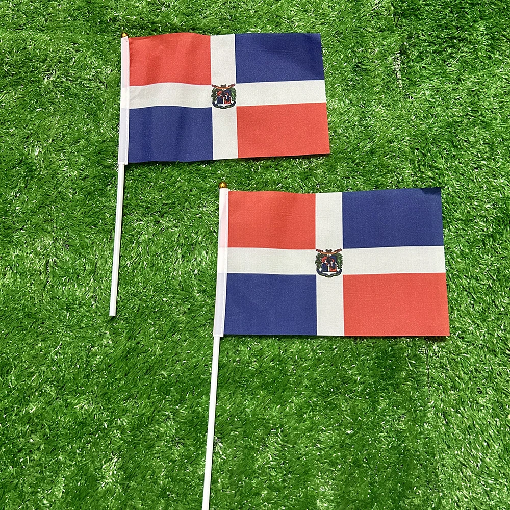Bandera de mano de República Dominicana para ondear con asta