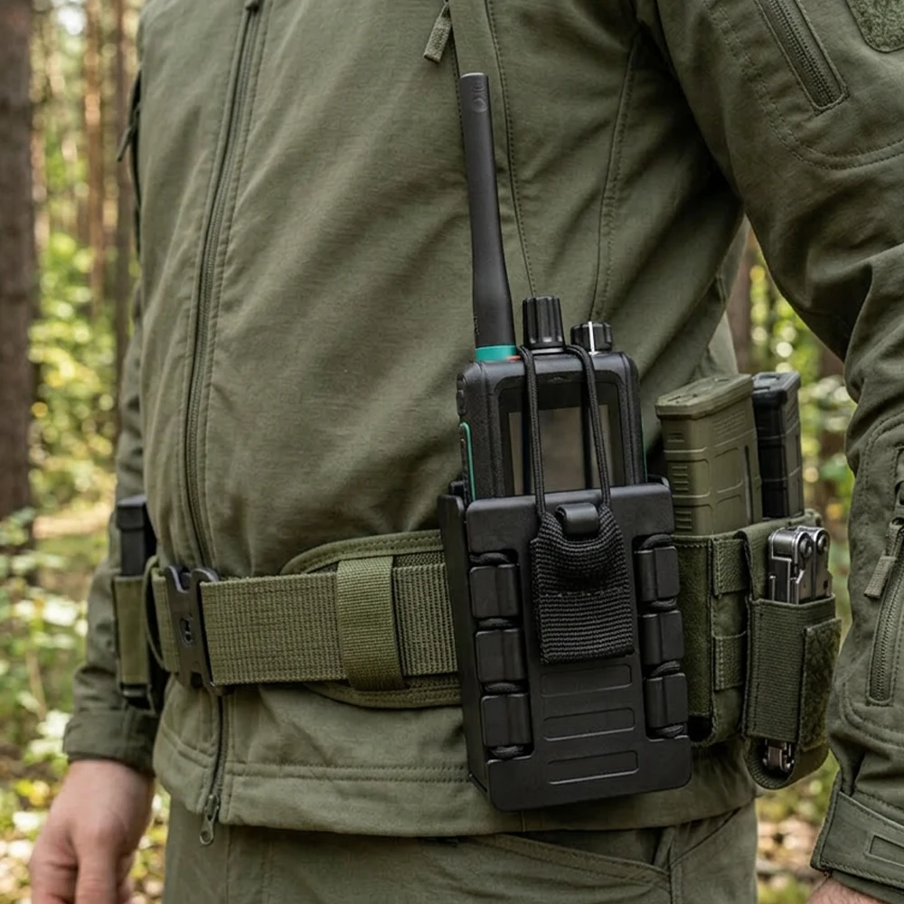 Funda táctica MOLLE para radio con clip de cinturón elástica - imagen 4