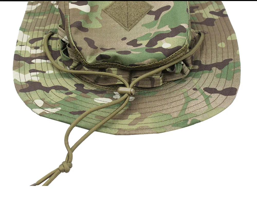 Sombrero Boonie desplegado mostrando la profundidad de copa de 7,5 cm