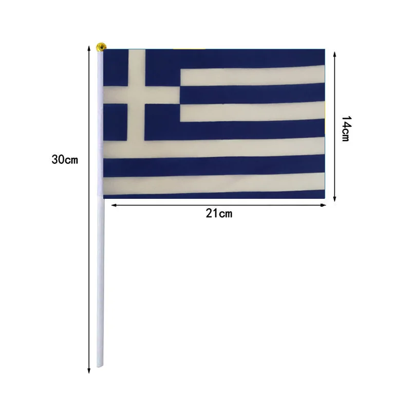 Banderas griegas onduladas de tela para exterior 14x21cm