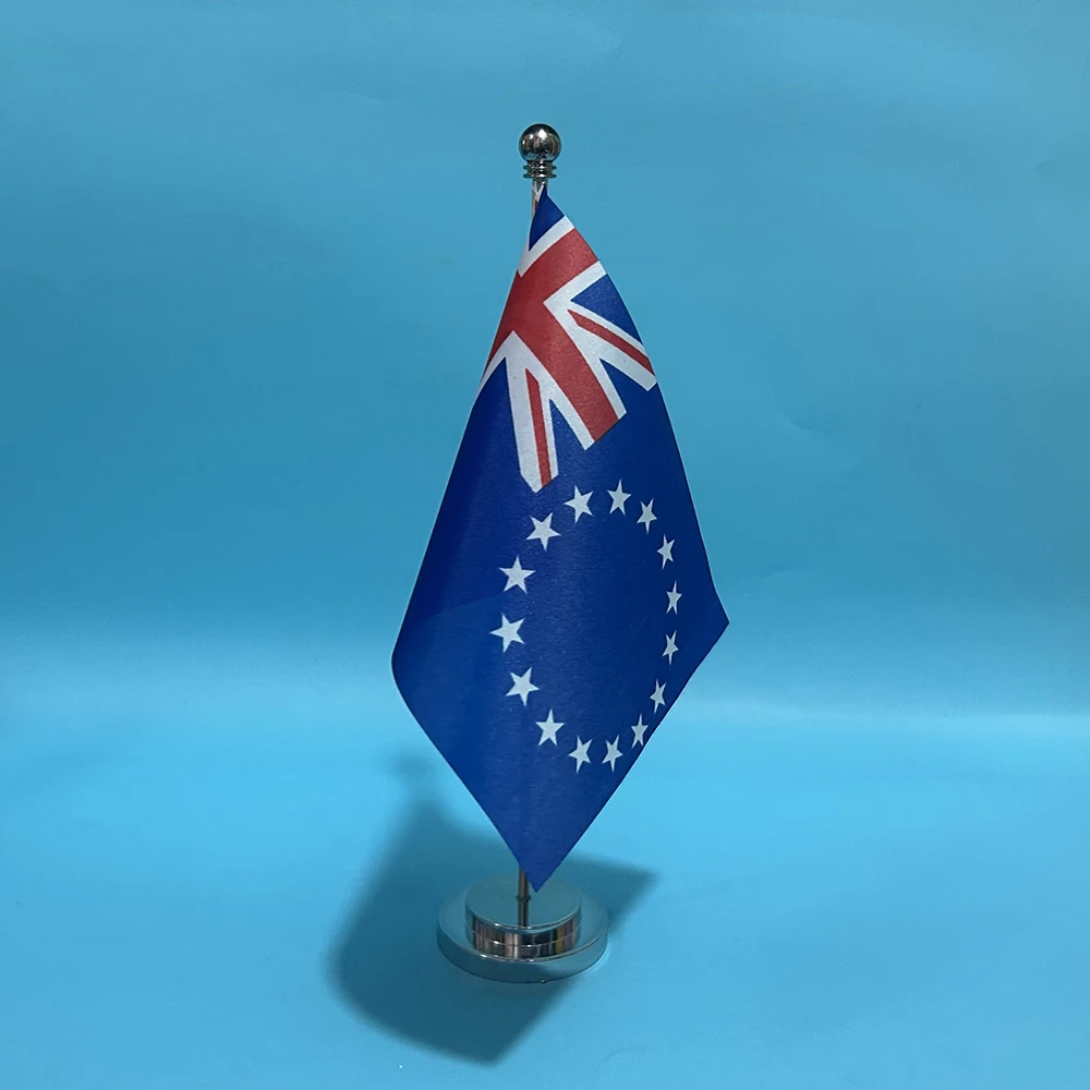 Bandera de escritorio Islas Cook en poliéster con asta - imagen 5