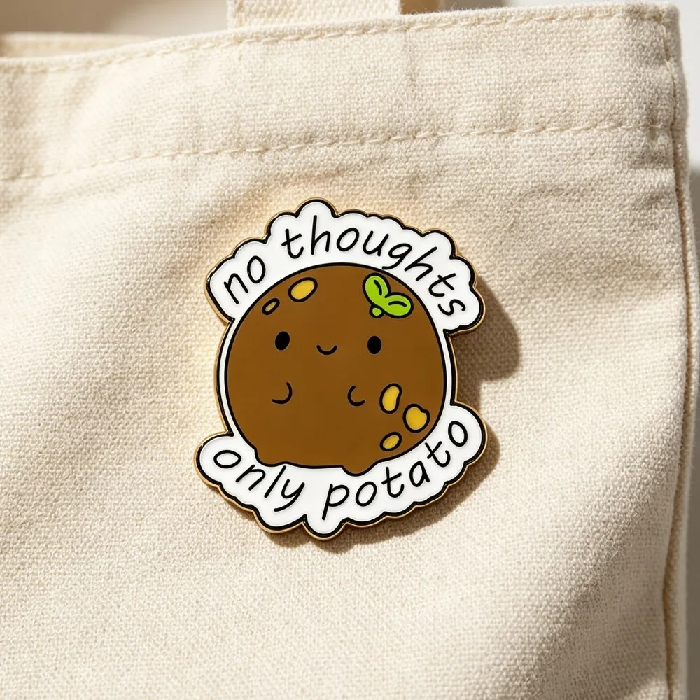Pin esmaltado patata meme Sin pensamientos, para bolsos y ropa - imagen 4