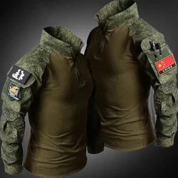 Camiseta táctica media cremallera camuflaje secado rápido