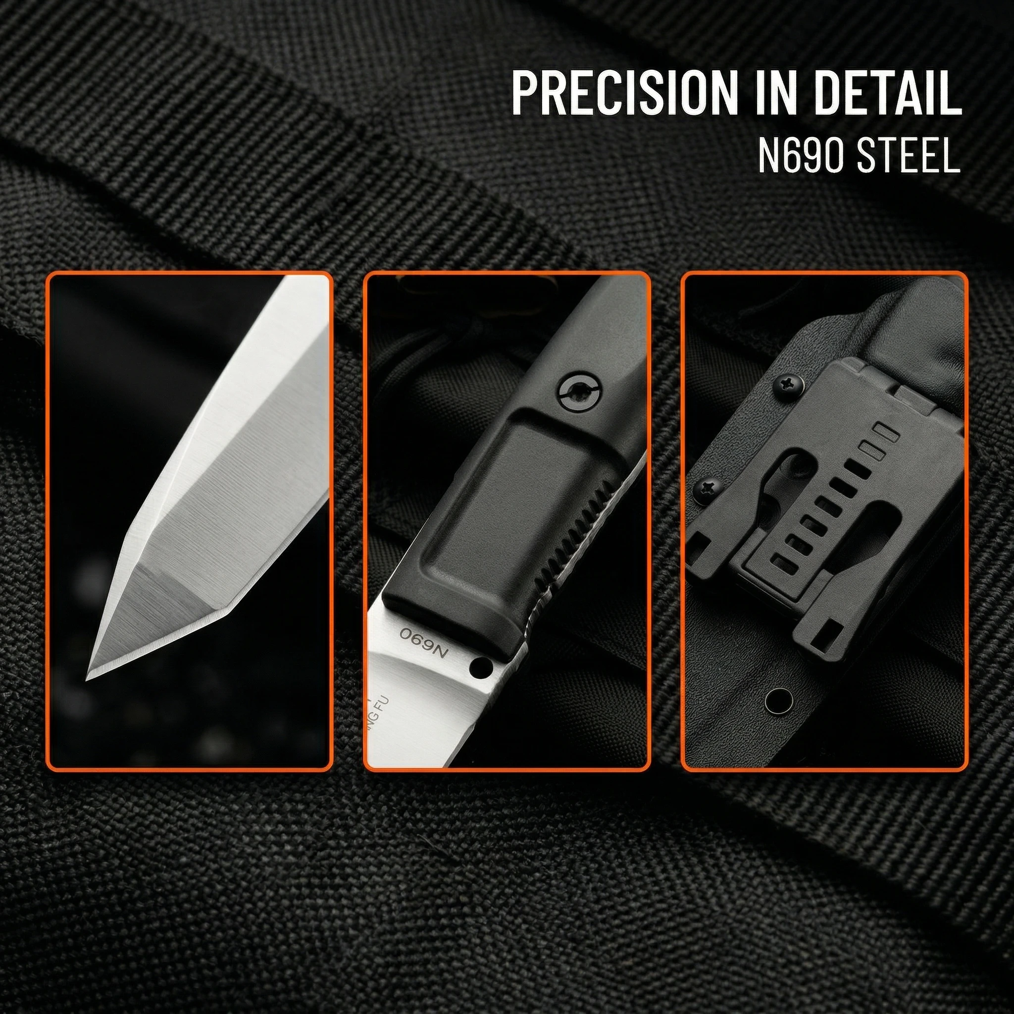 Cuchillo táctico con mango G10 y funda para al aire libre hombre - imagen 3